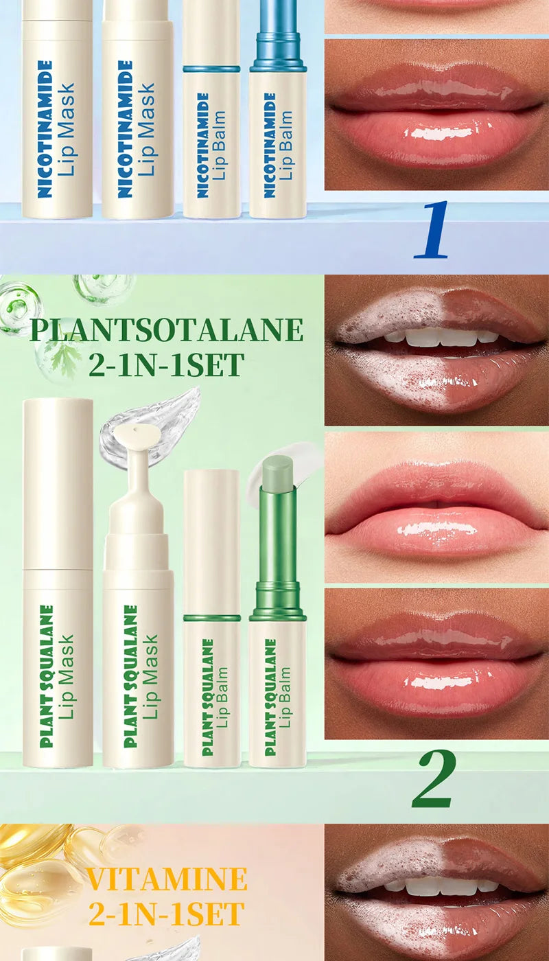 Lip Care & Hydrating Lip Mask Set - Cruelty-Free Night Repair Lip Care Tidesmit