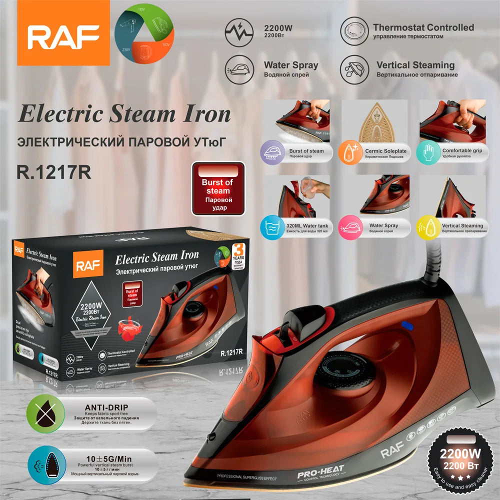 Tidesmit 2200W steam iron featuring a ceramic soleplate with anti-calc and anti-drip for all fabric types