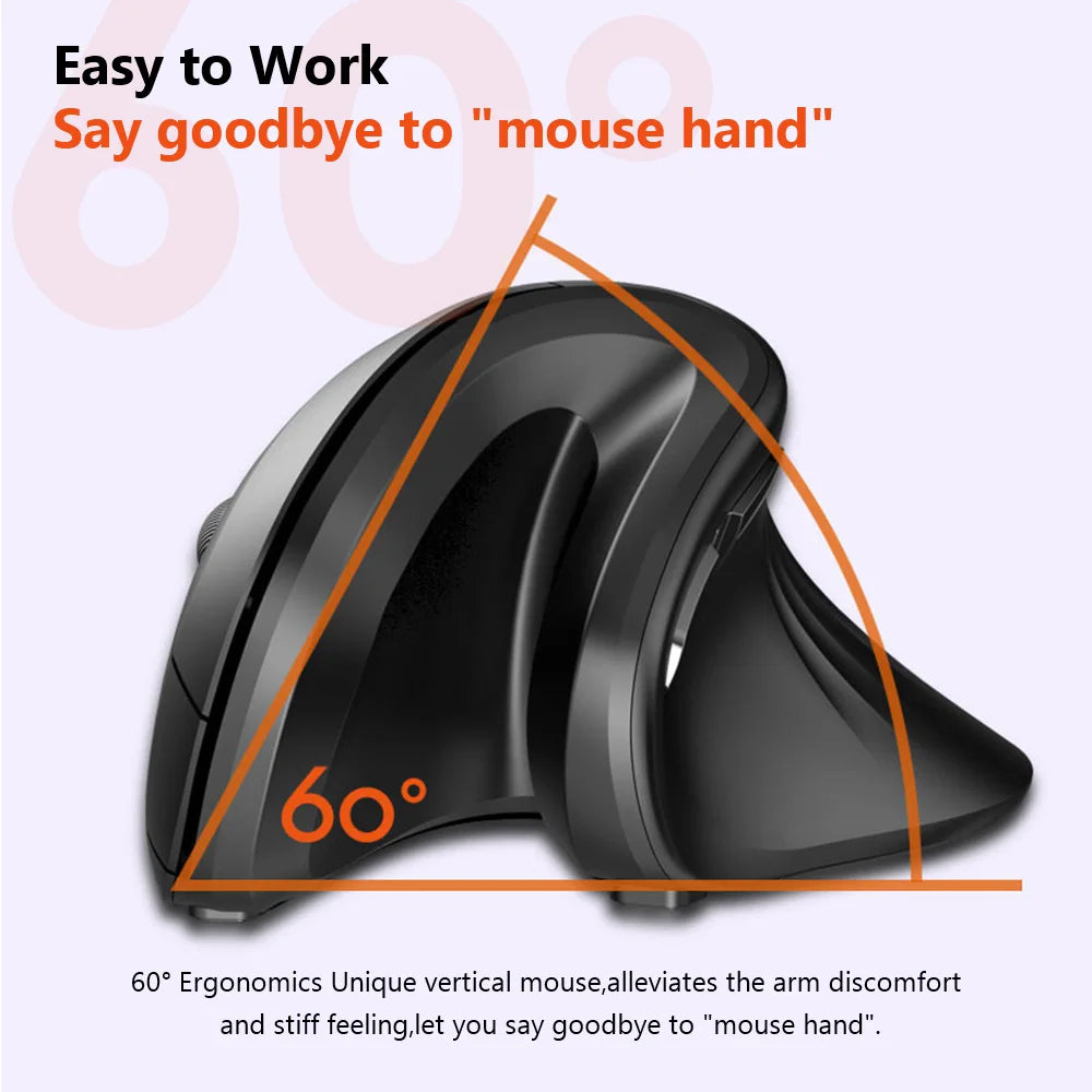 DAREU Ergonomic Vertical Wireless Mouse 2.4Ghz Optical Skin 6 Buttons Comfortable Gaming Mice with Adjustable DPI For Computer
