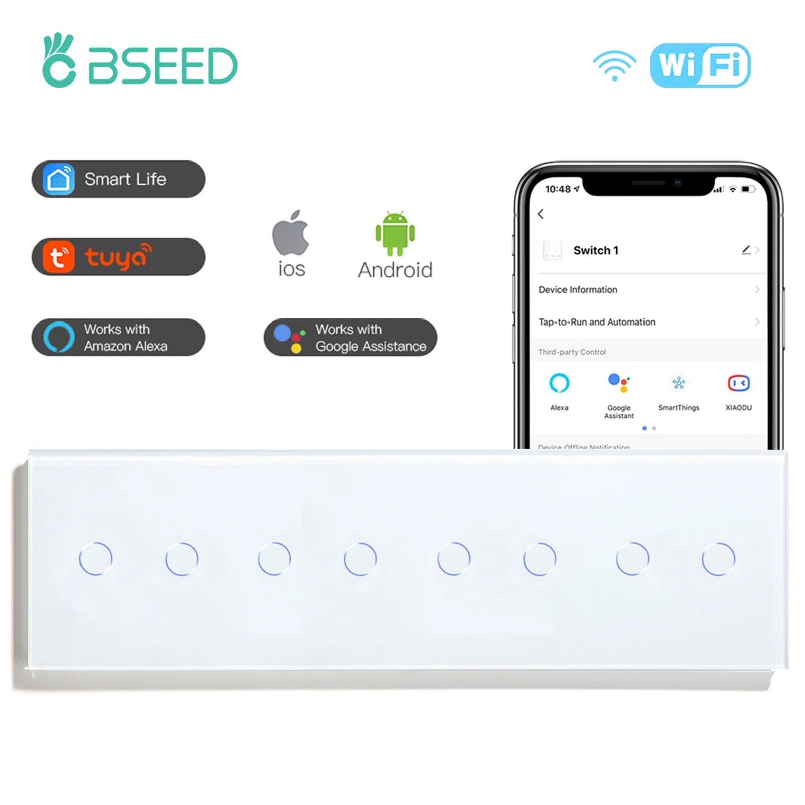 WiFi Smart Light Switch - Glass Touch Panel | Tidesmit Home Automation 2G 2G 2G 2G Tidesmit