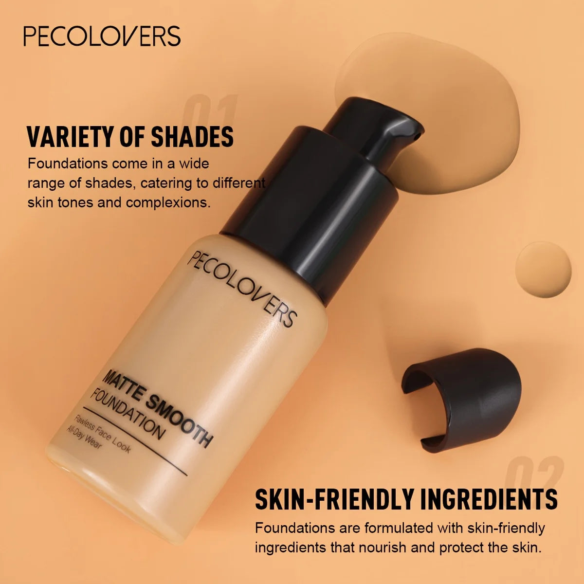 Tidesmit matte liquid foundation for full coverage with multi-tone nature effect and all-day wear texture close-up
