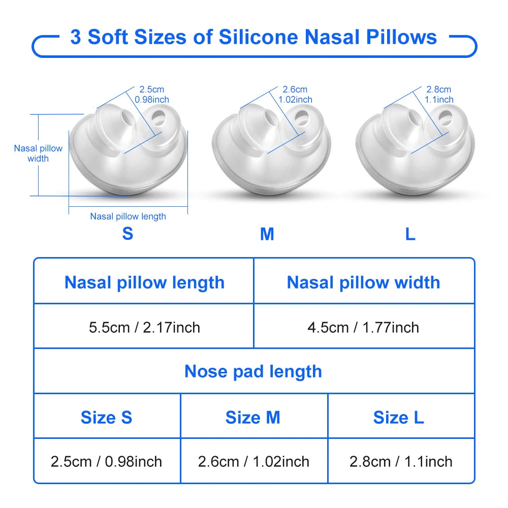 Cpap Nasal Pillows Mask Universal Sleep Apnea Nasal Mask With Headgear For Cpap&Bipap Mask With S/M/L 3 Sizes Silicone Cushions
