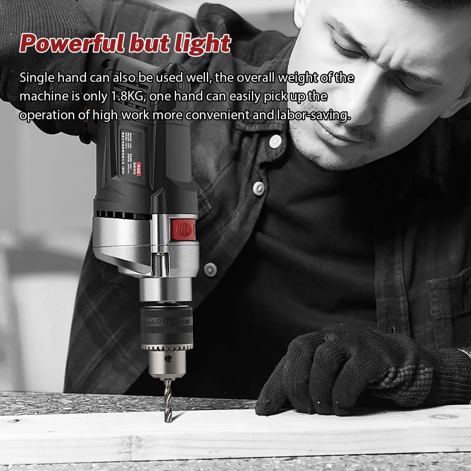 Electric Impact Drill Variable Speed Cordless/Plug-In Power Tool for Drilling Wood  Metal  Concrete  Brick Stone Multi-Function Household DIY Tool  Wall Hole Maker Portable Heavy-Duty Drill for Home and Workshop