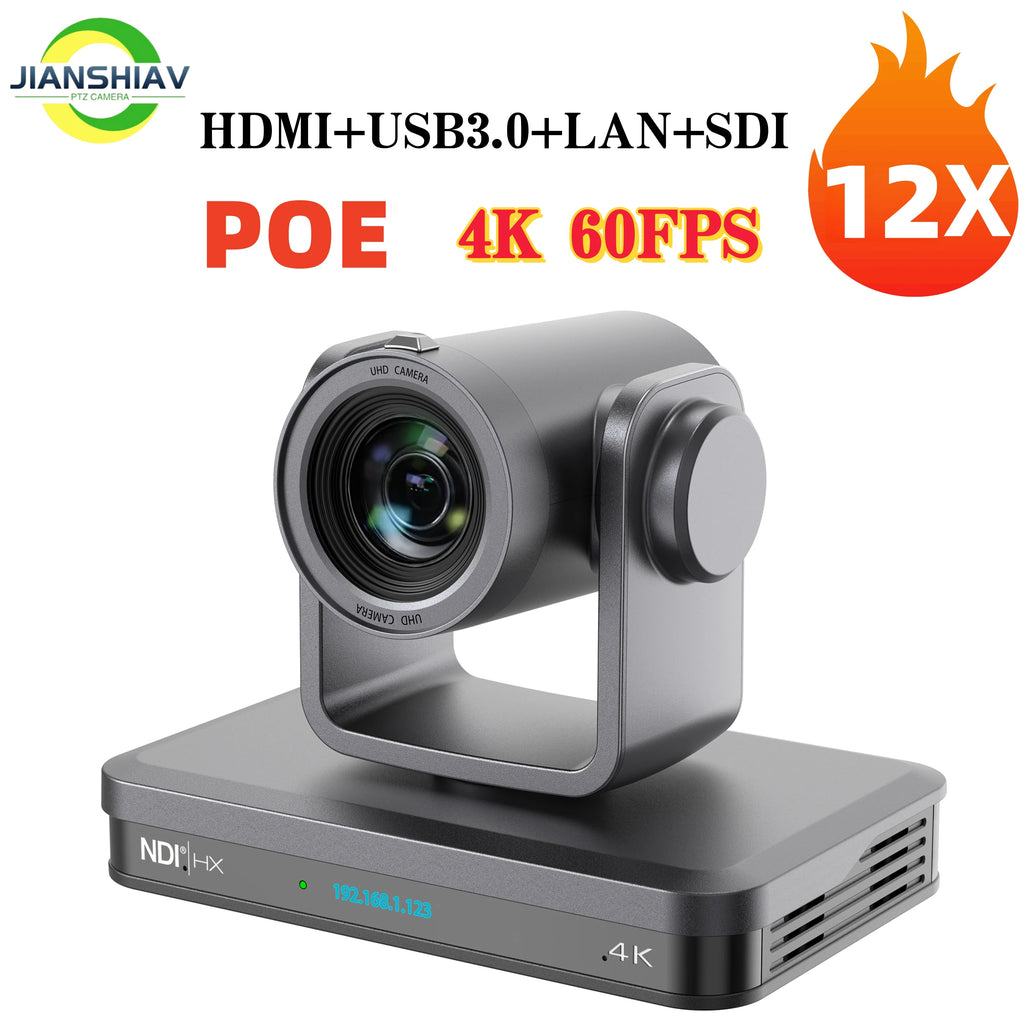 4K 60FPS PTZ Camera NDI 20/30/40X Zoom 1/1.8 CMOS HDMI SDI IP USB Live Streaming Camera POE Supports vMix for Church services