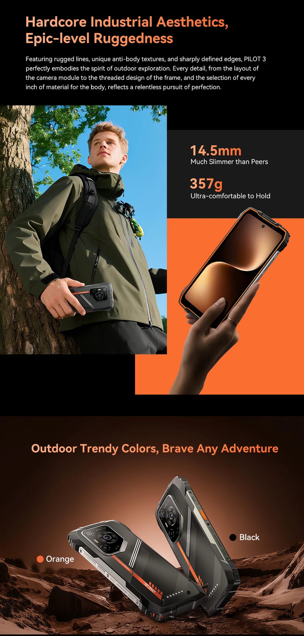 Blackview OSCAL PILOT 3 5G AI Rugged Smartphone MTK 6300, 6.78" 2.4K Display 120Hz, 12GB 256GB, 7500Amh Battery Phone,Android15