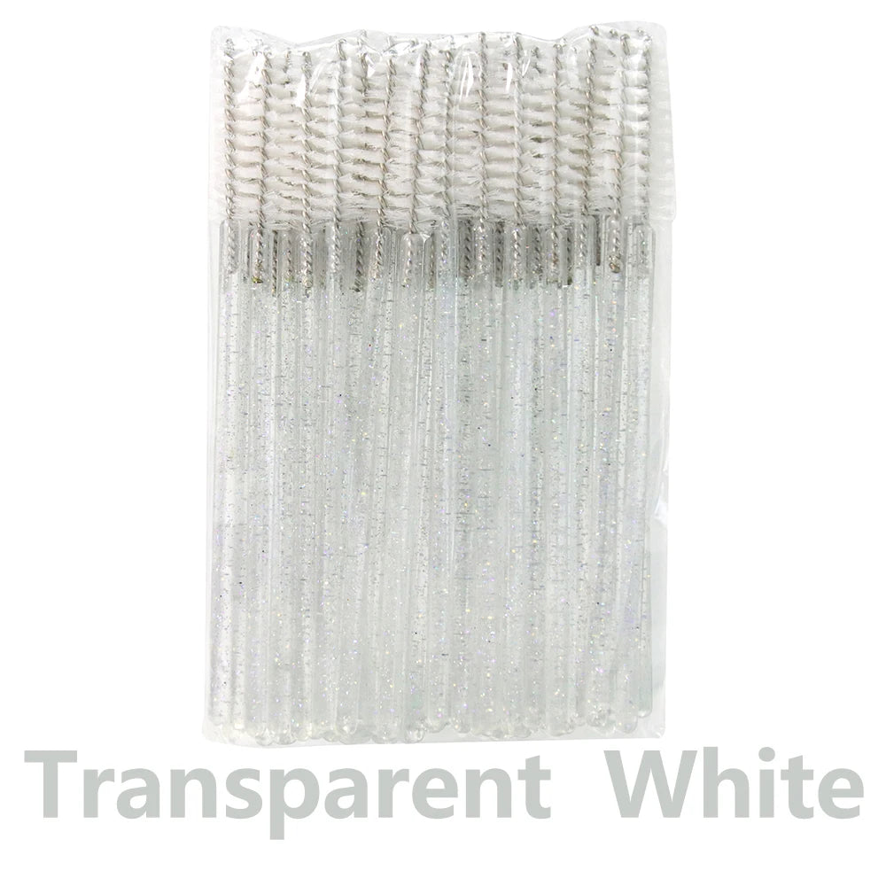 Disposable Eyelash Brushes for Extensions - Premium Soft Crystal Wands False Eyelashes Transparent White Tidesmit