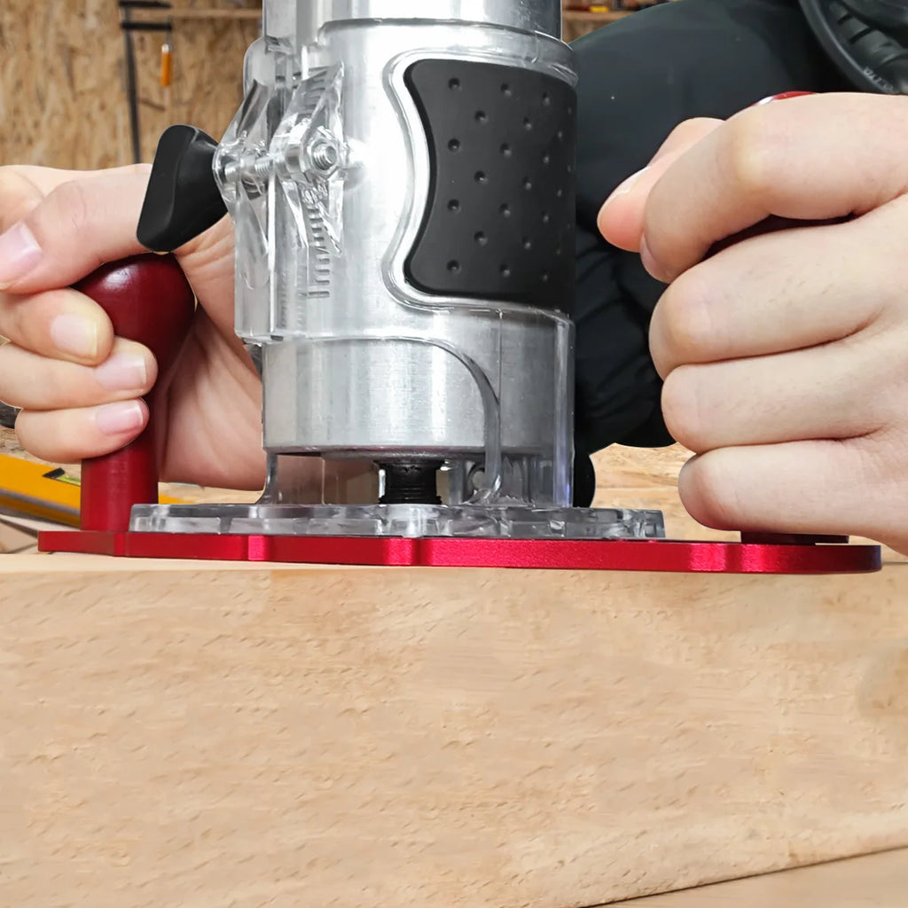 Upgraded Woodworking Router Base, Edge Guide Slotting Base with Handles and Centerline Pointer for Milling & Trimming