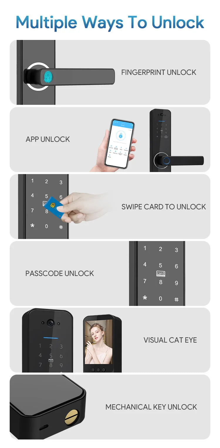 Security Residential Electronic Lock Serure De Porte Cerradura Inteligente Para Puerta Digital Tuya Smart Door Lock With Camera