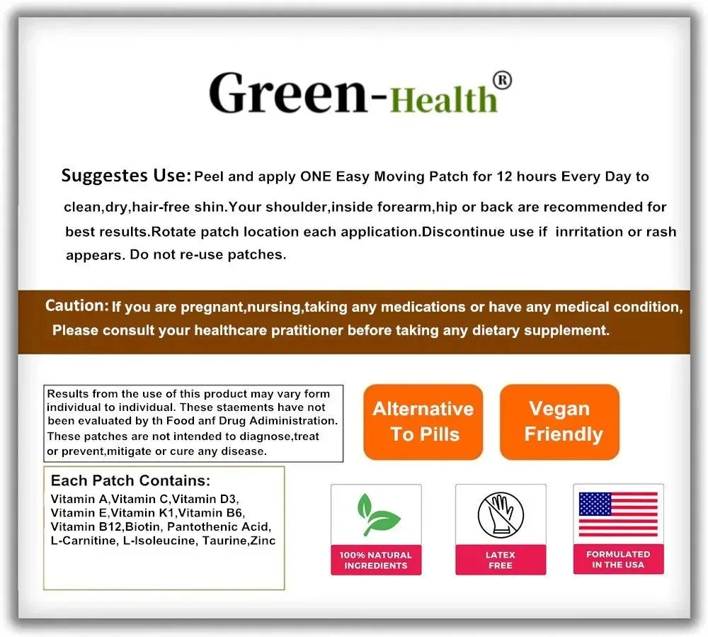 30 Patches Ultra 360 Multivitamin TRANSDERMAL PATCHES for Men with Vitamin A, C, D, E & Zinc for Energy & Immune Support