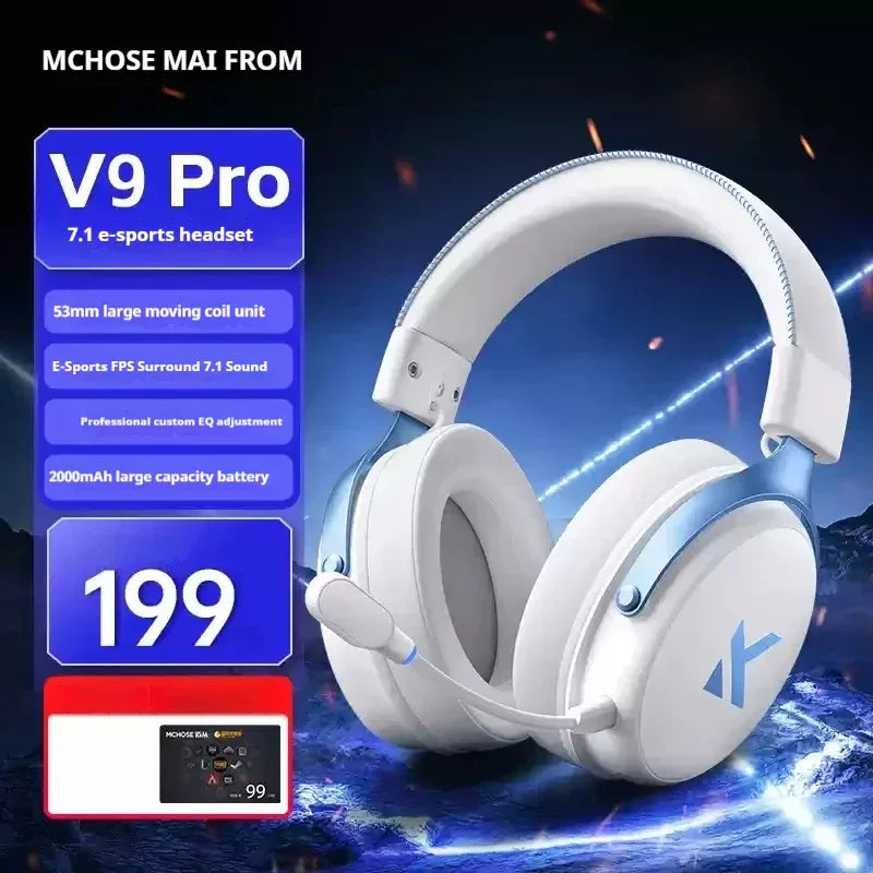 Tidesmit V9 Pro Wireless Gaming Headset Noise Canceling Tri-Mode V9 Pro white blue Tidesmit