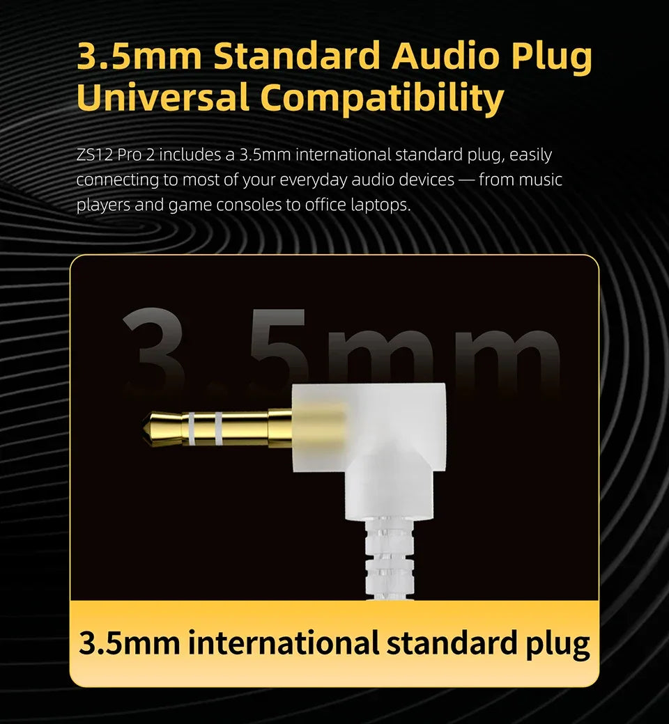 KZ ZS12 Pro Hybrid In-Ear Monitors HiFi Wired Earphones - Tidesmit Tidesmit