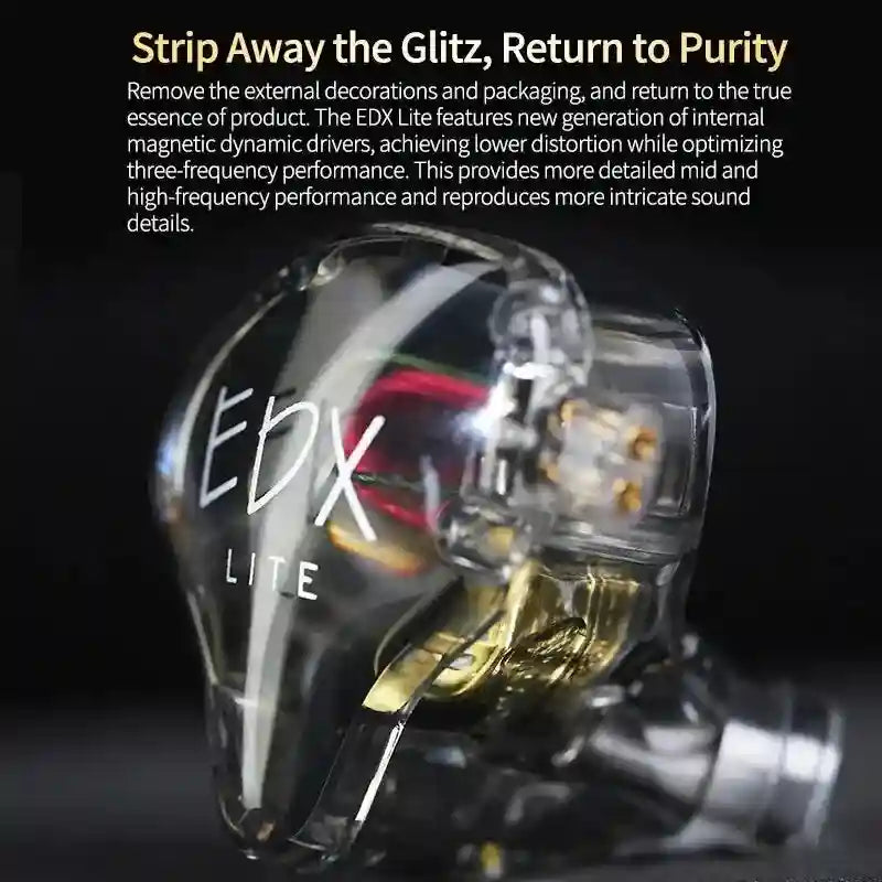 KZ EDX Lite In-Ear Monitor Headphones - Studio Sound Wired Earbuds Tidesmit