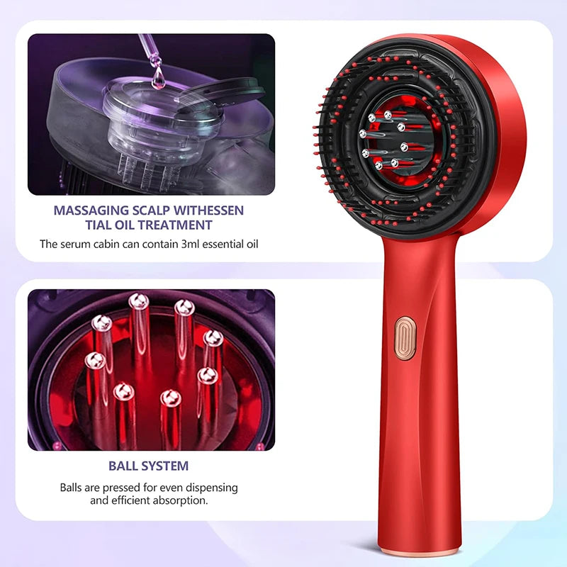 Electric Scalp Massager Comb for Hair Growth - Portable Red or Gray Device Relaxation Treatment Tidesmit