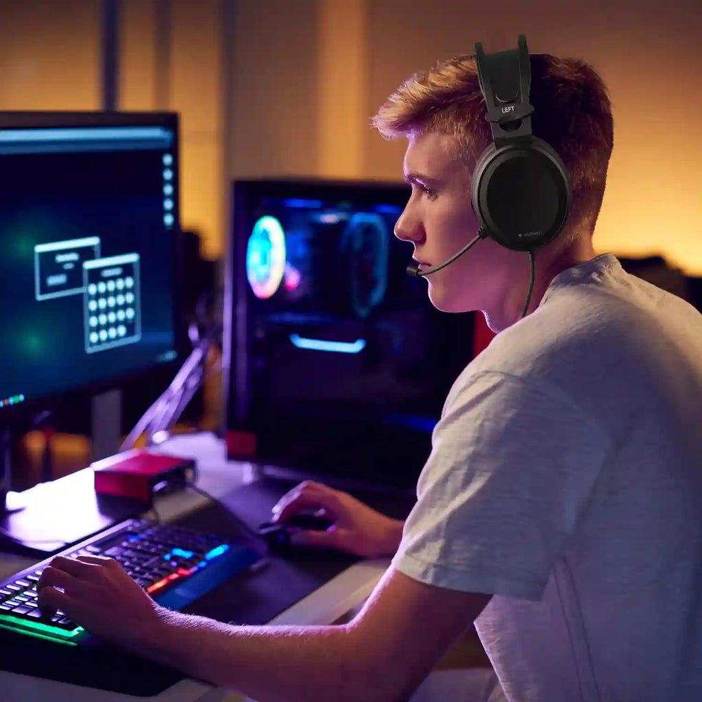 Wired Gaming Headset with Noise Canceling Mic for PC and PS5 - Black Tidesmit