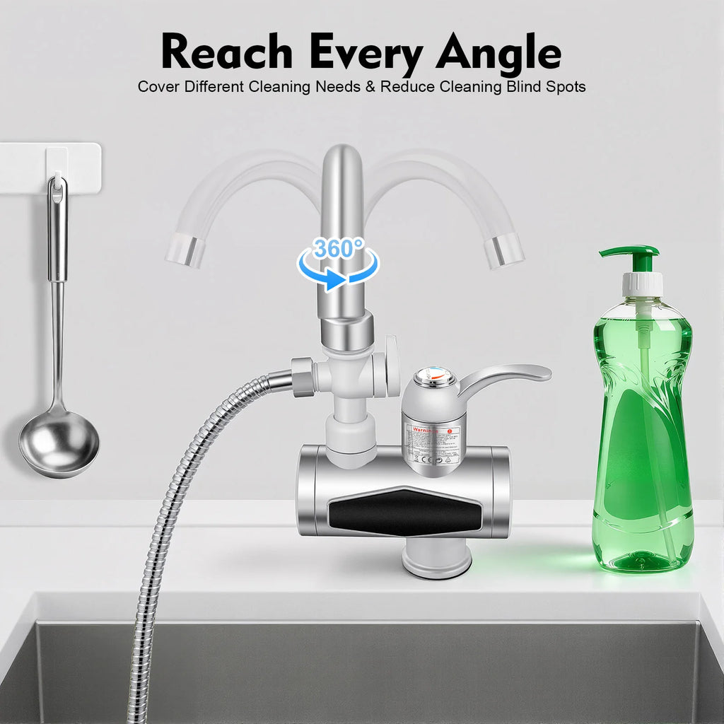 3000W Electric Hot Water Faucet, 360° Rotatable Instant Water Heater with LCD Display, Tankless Electric Tap with 3-Mode Heating for Kitchen, Bathroom, RV (IPX4 Waterproof)