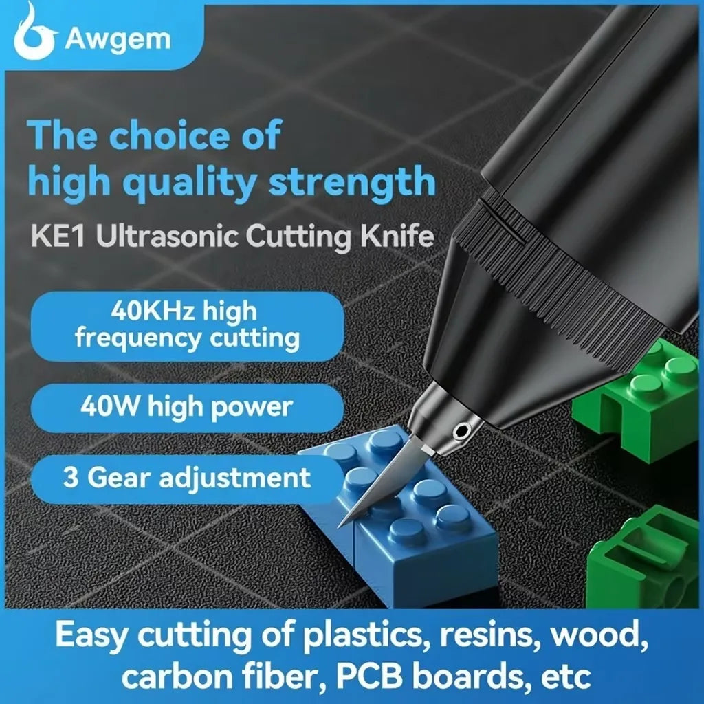 Awgem KE1 Handheld Ultrasonic Cutter Ultrasonic Cutting Knife DIY Electric Carving Tool for Plastic/Resin/3D Printing/Textile