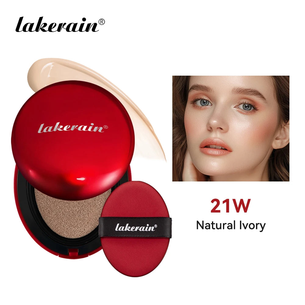 Tidesmit Lakerain waterproof cushion foundation providing full coverage and semi-matte finish texture close-up