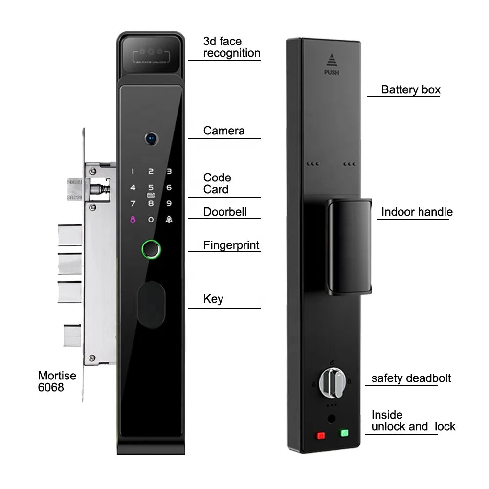 Lxy Home Wifi Fully Automatic 3D Face Recognition Smart Lock Face Security Fingerprint Code Card Key Camera Door Smart Locks