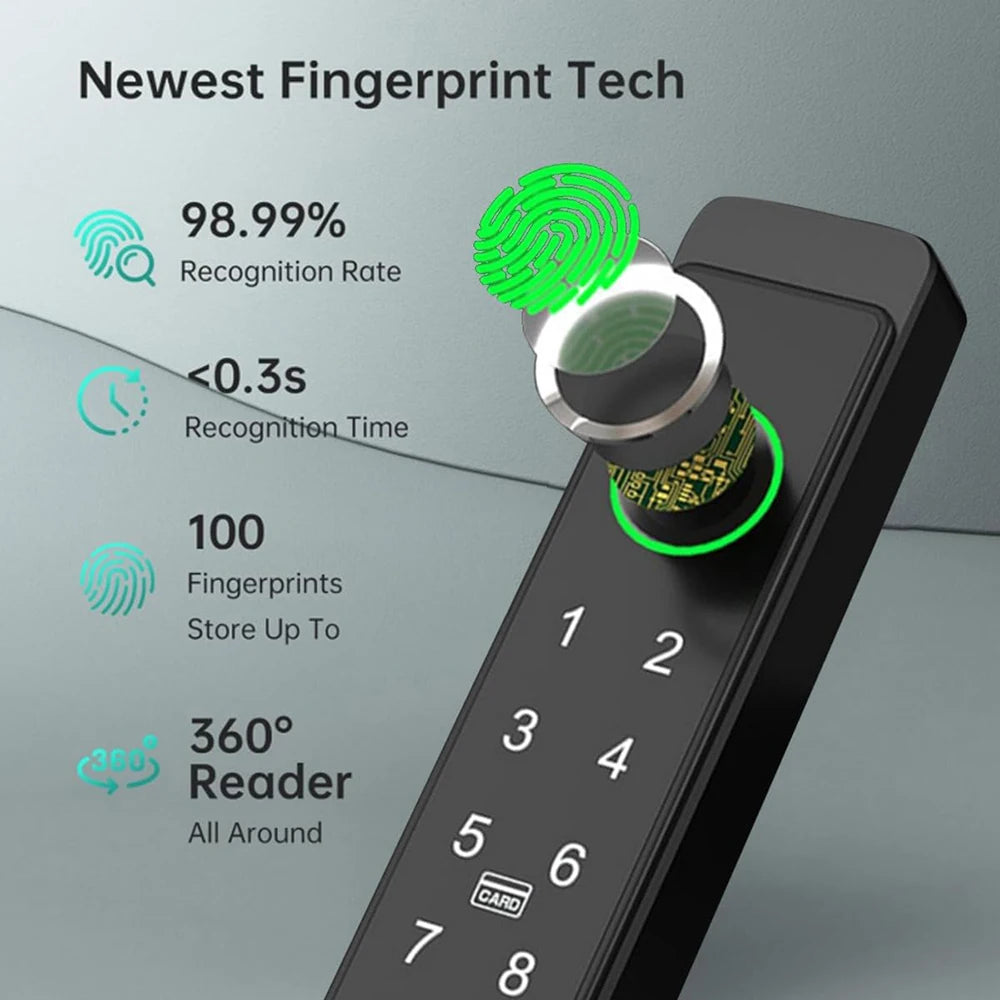 85 Lock Body Smart Lock For Aluminum Patio Glass Door Smart Life APP App Handle Fingerprint Electronic Digital Lock