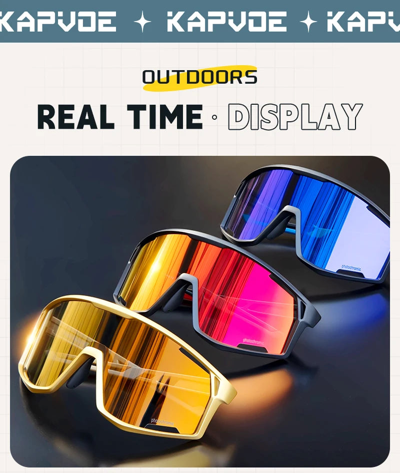 KAPVOE Men Women Road Bike UV400 Goggles Mountain Sports Eyewear Outdoor Photochromic Cycling Sunglasses Bicycle Cycling Glasses