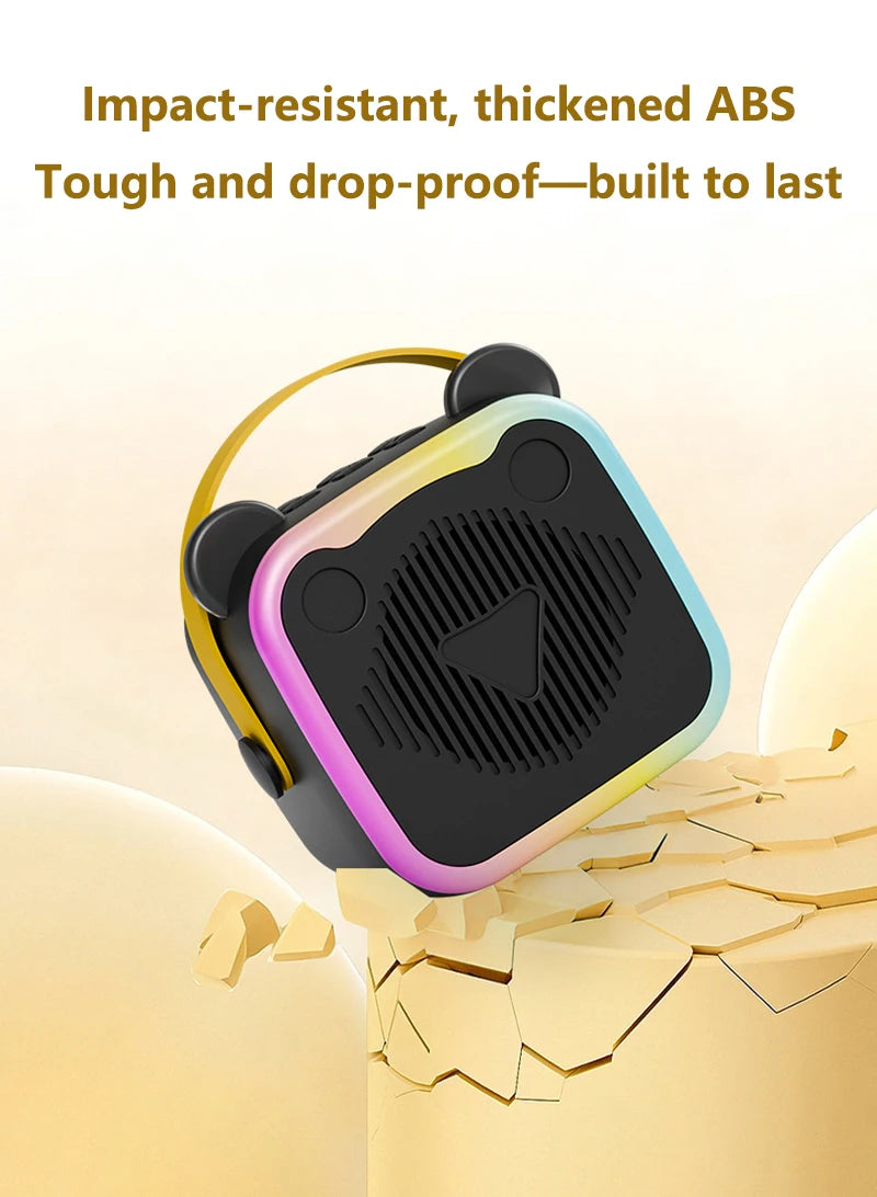 K10 Wireless Bluetooth Speaker With 2 Microphone RGB Light Outdoor Home Karaoke Voice Change Mini Speaker for Family Gifts