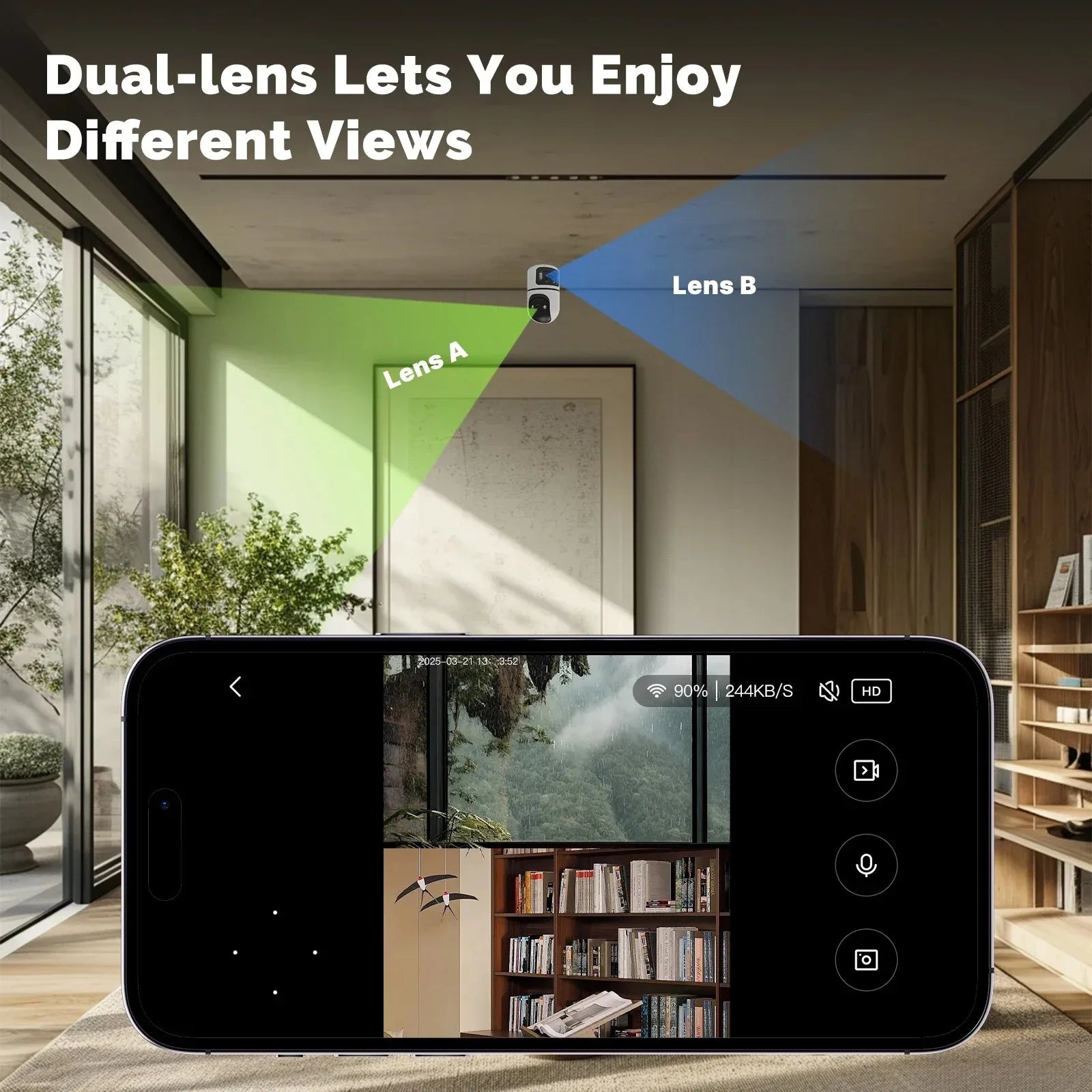 4K 8MP WiFi Surveillance Camera Dual Lens with Adjustable Bracket Two-Way Audio Onvif 10X Zoom Security Wireless Surveillance