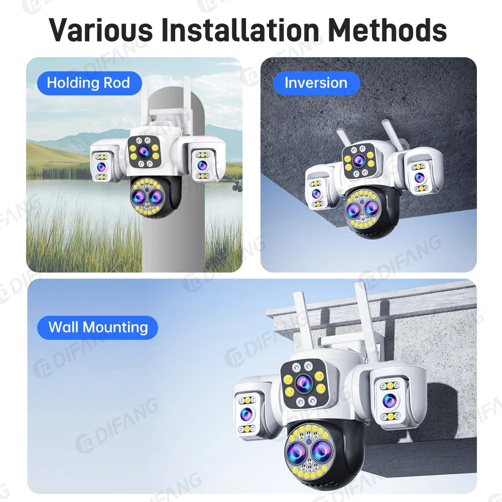 Yoosee Outdoor Camera Triple Screen Quad Lens 10X Optical Zoom AI Auto Tracking ONVIF Waterproof Yoosee CCTV Security Protection