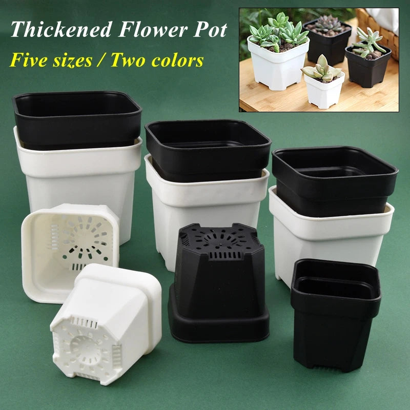 High Quality Thicken Flower Pots Succulents Plant Square Flowerpots Nursery Grow Container Cactus Pot & Planter Garden Supplies