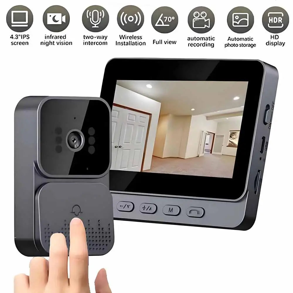 Wireless intercom Doorbell HD Night Vision 4.3in lPs screen Waterproof Visual Doorbell camera smart Home security Video By Bell
