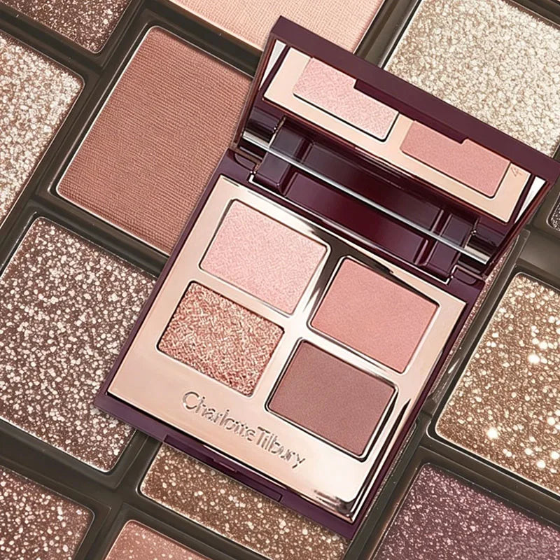 Tidesmit 9 color rose pink eyeshadow palette featuring matte and glitter pigments for professional face makeup look