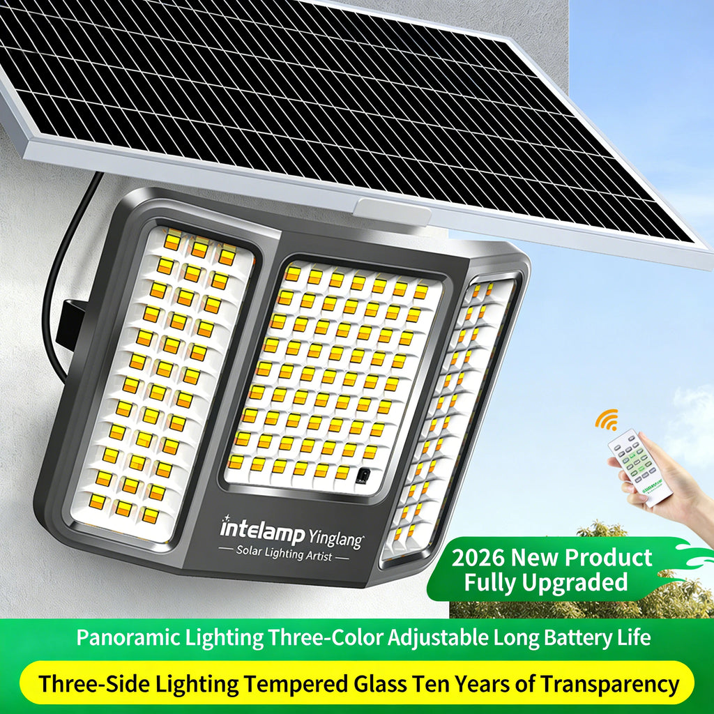 intelamp Powerful 20000mah Solar Lights Outdoor 3 Colors Modes With Super Large Solar Panel For Garden Yard Path Garage