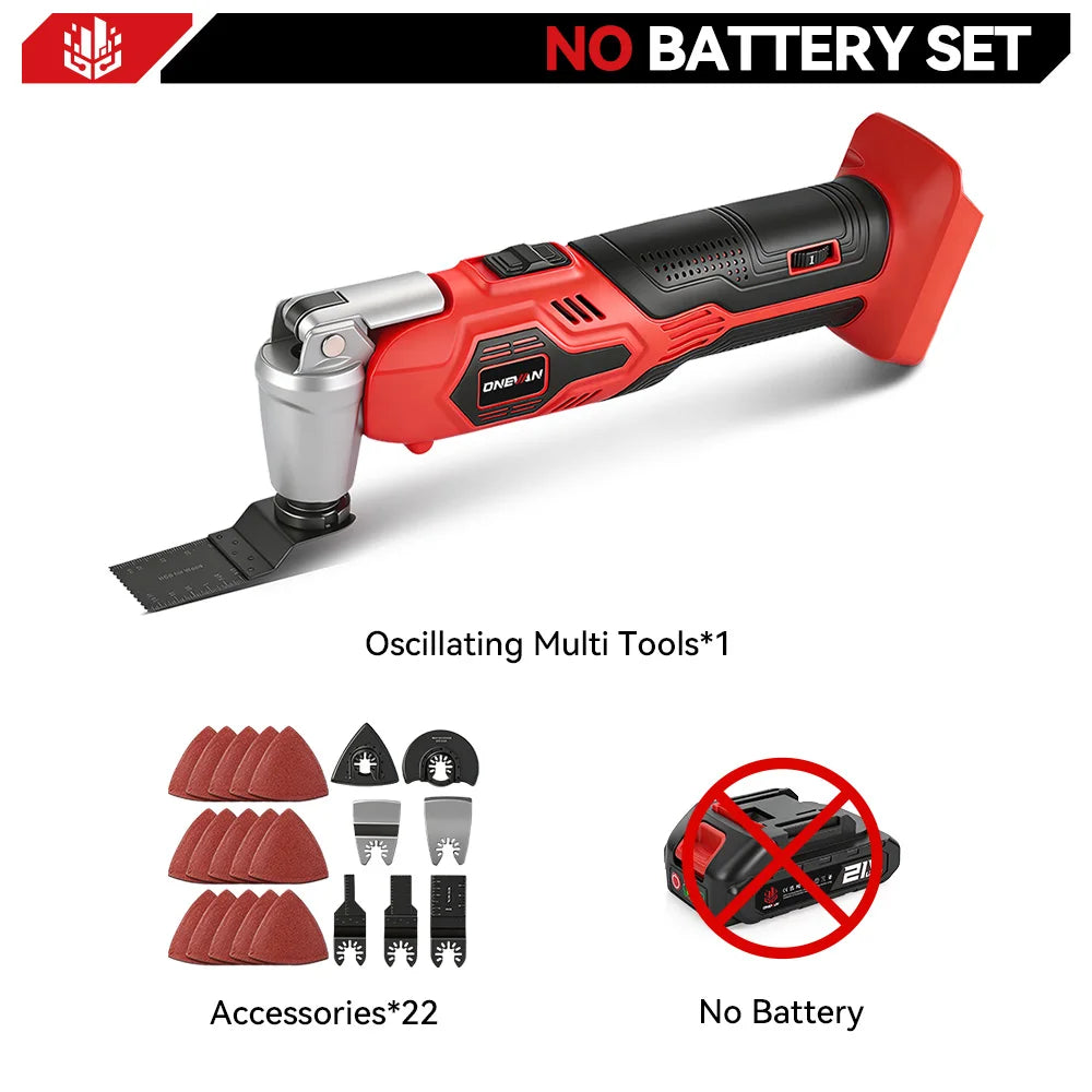 Red oscillating multi-tool with metal head, no battery included