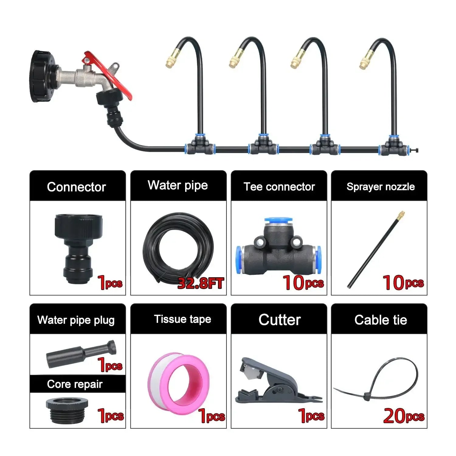 20M-5M DIY Universal Sprayer Kit 360° Curved Garden Automatic Irrigation System for Garden Plant Fogging Watering Irrigation New
