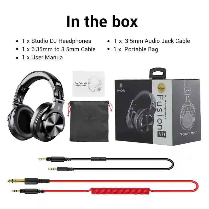 Wired Over-Ear Headphones with Mic - Studio Monitor Stereo Sound Black Tidesmit