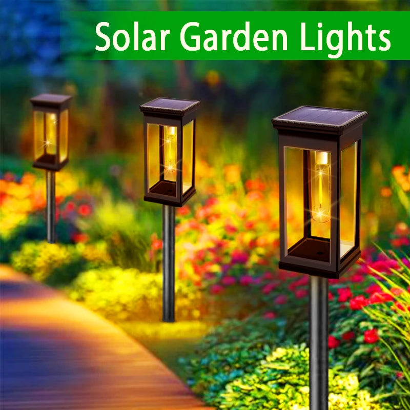 Solar Pathway Lights Outdoor Waterproof Warm LED Solar Garden Lights All-Weather Solar Powered Walkway Lights Yard Patio Decor