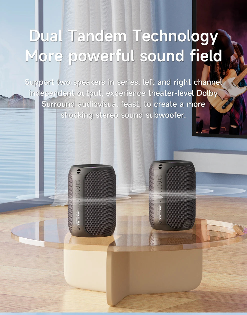 Zealot S32 pro Bluetooth Wireless Outdoor Portable Subwoofer Speaker Waterproof IPX6 Dual Pairing 3600mAh Wireless Speaker