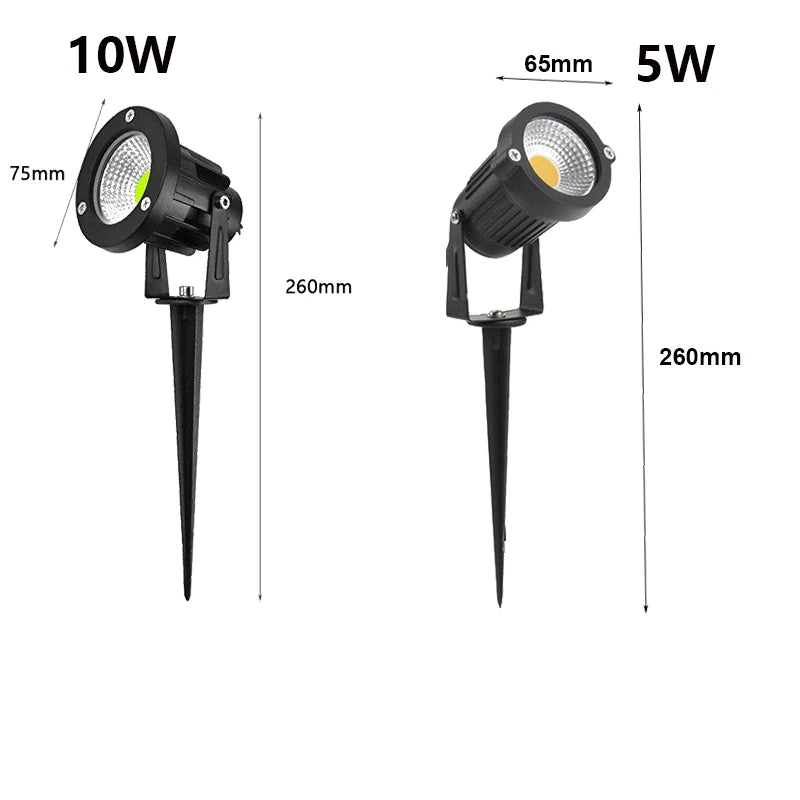 1 Meter Cable IP65 LED Landscape Spike Lamp 5W 10W Warm White Blue Spot Light for Garden Lawn AC DC12V24V 220V110V