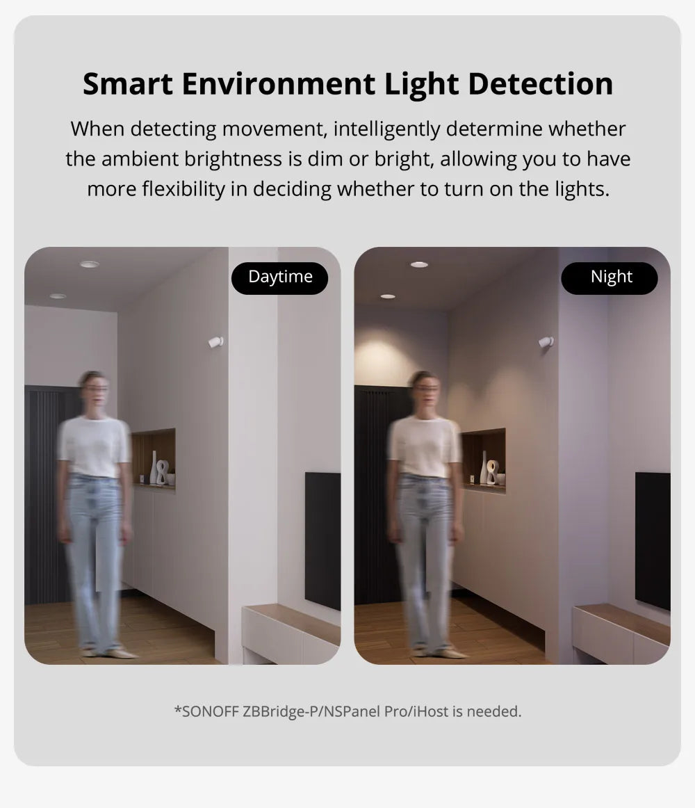 SONOFF SNZB-03P ZigBee Motion Sensor Smart Light Detection Motion Trigger Alarm Work with ZBBridge via EWeLink APP Alexa Google