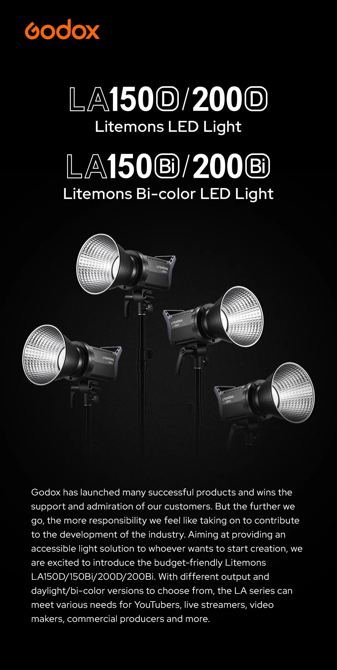 LED Video Light 230W Studio Lighting with Bowens Mount Tidesmit