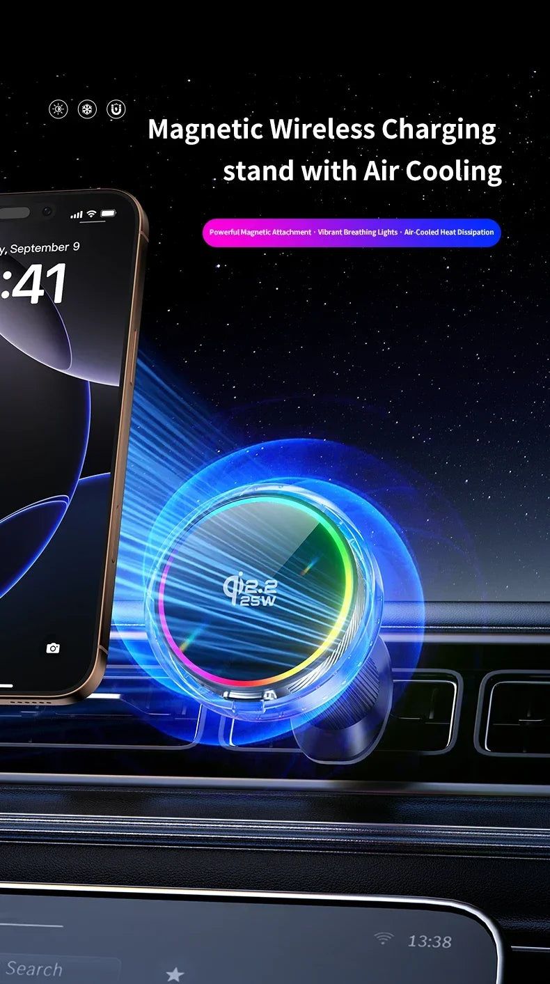 Tidesmit 25W Magnetic Wireless Car Charger - Qi Certified Fast Charging Tidesmit