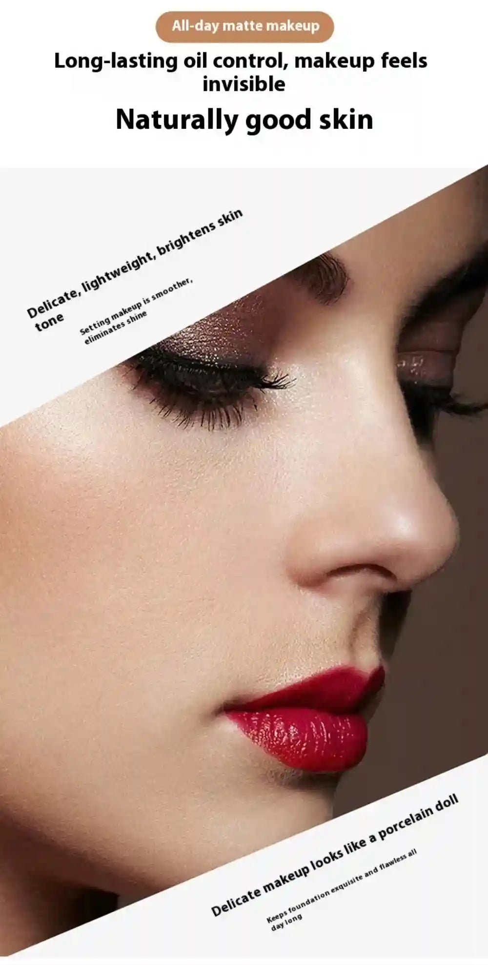 Tidesmit TLM TAILAIMEI matte two-way cake compact powder for oil control and lightweight full coverage face makeup