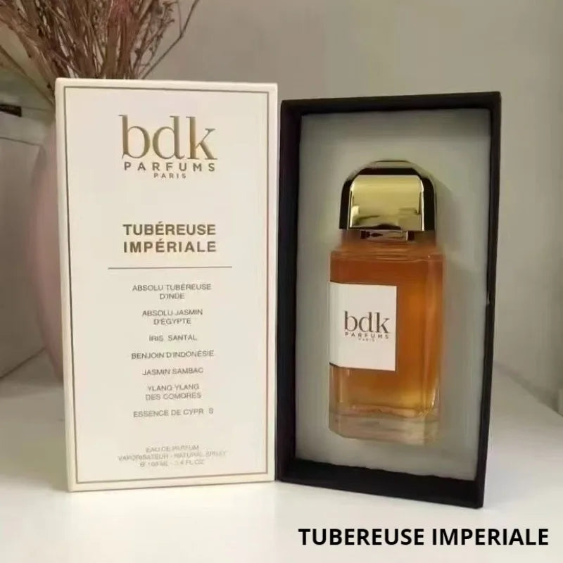 BDK Parfums Tubéreuse Impériale EDP 100ml: Elegant square bottle, luxury tuberose, jasmine & iris floral fragrance.