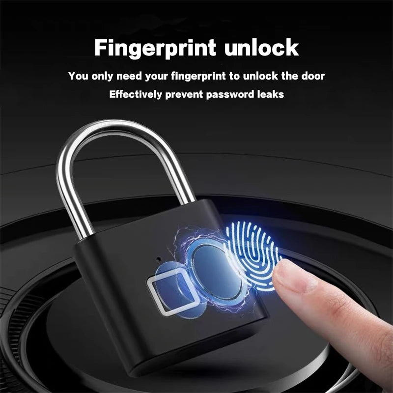 CDOK P2 Fingerprint Padlock, Built-in Rechargeable Battery, Outdoor Waterproof, Easy to Use