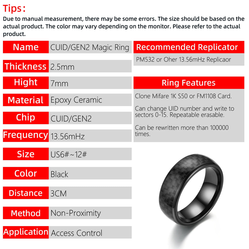 NFC Rewritable Smart Ring - Carbon Fiber Health Monitor | Tidesmit Tidesmit