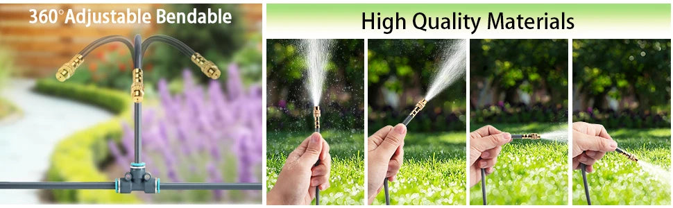 100 200FT 1/4" Drip Irrigation System Kit Automatic Garden Watering System With 16Pcs Adjustable Spray Nozzles For Garden Lawn