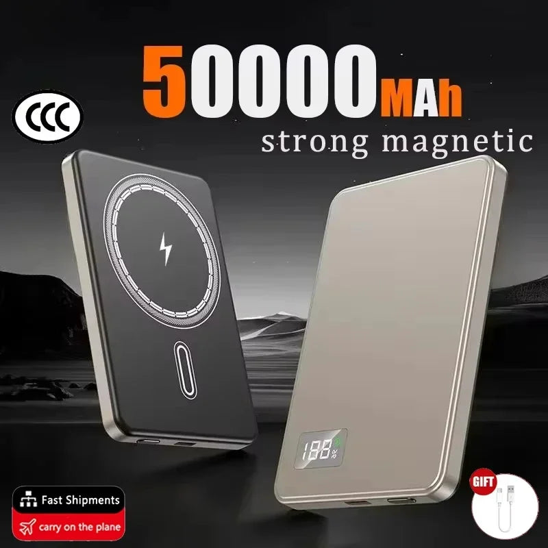 Tidesmit Magnetic Wireless Power Bank | Fast Charging Portable Charger Golden 50000mAh Tidesmit