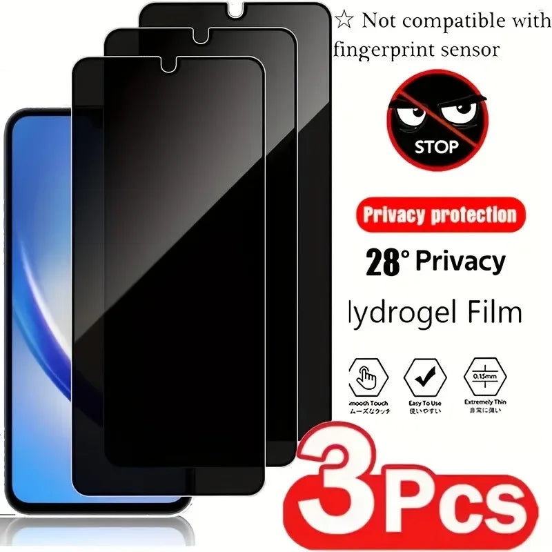 Privacy Tempered Glass Screen Protector for Samsung Galaxy - 3-Pack 3 Pieces Anti Peeping Tidesmit