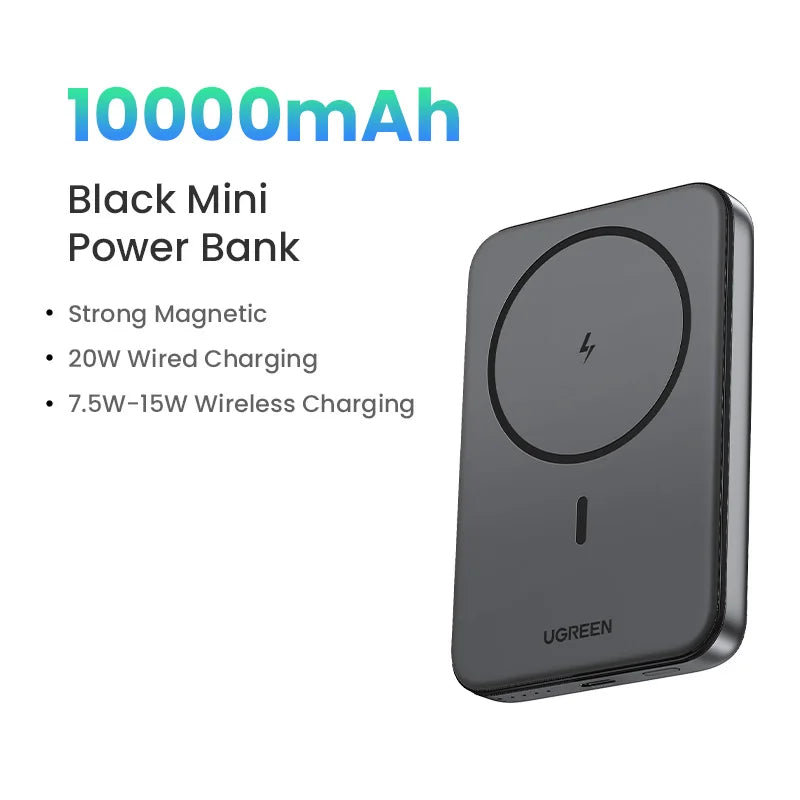 Magnetic Power Bank 5000mAh/10000mAh Portable Fast Charging Battery 10000mAh Black Tidesmit