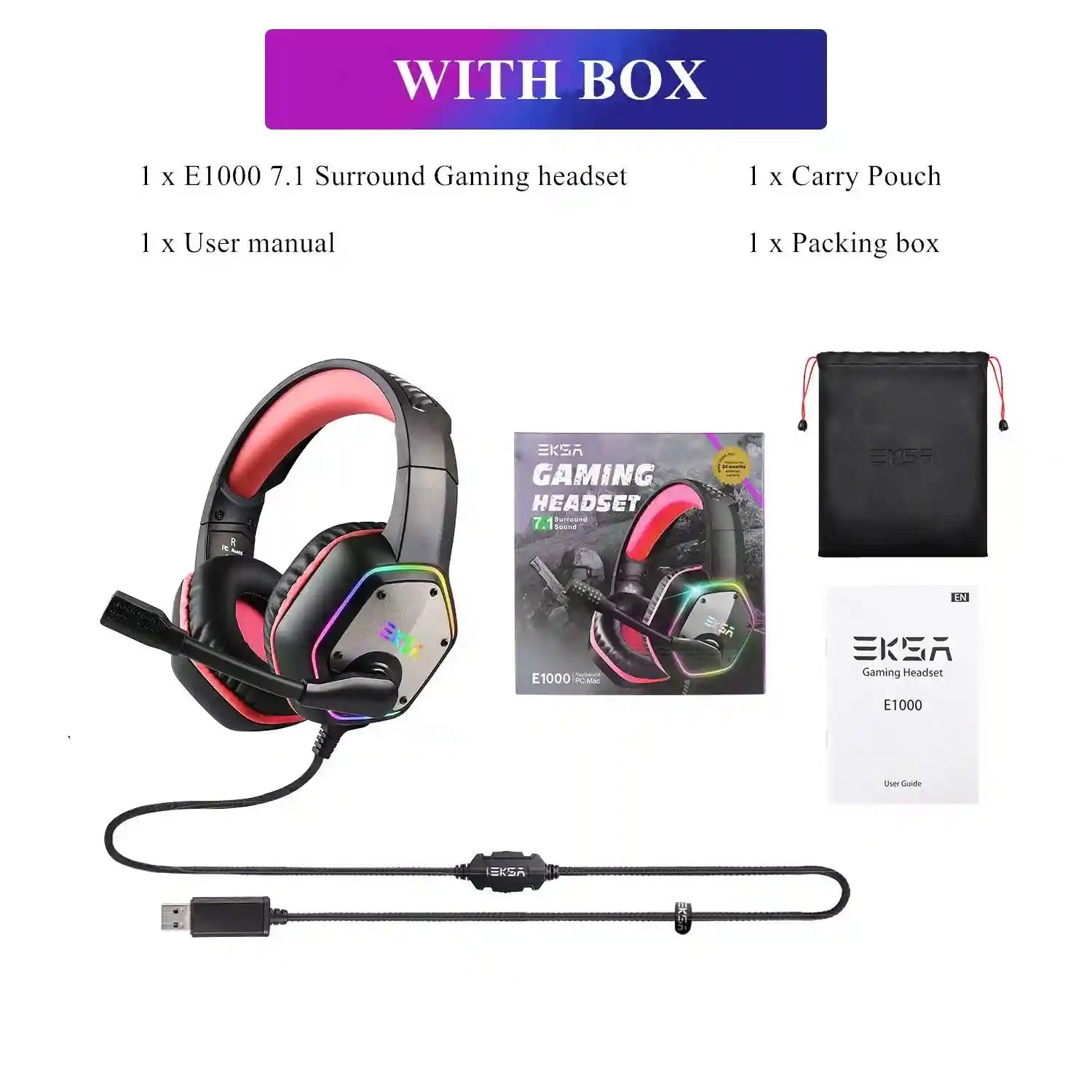 Wireless Gaming Headset with Mic - 7.1 Surround Sound for PC and PS5 Red with Box China Mainland Tidesmit