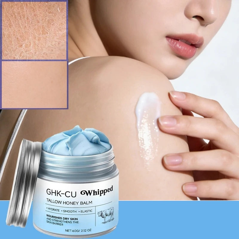 GHK-Cu Copper Peptide & Beef Tallow Blue Balm with Manuka Honey – Moisturizer for Mature, Dry, Sensitive Face & Body Skin